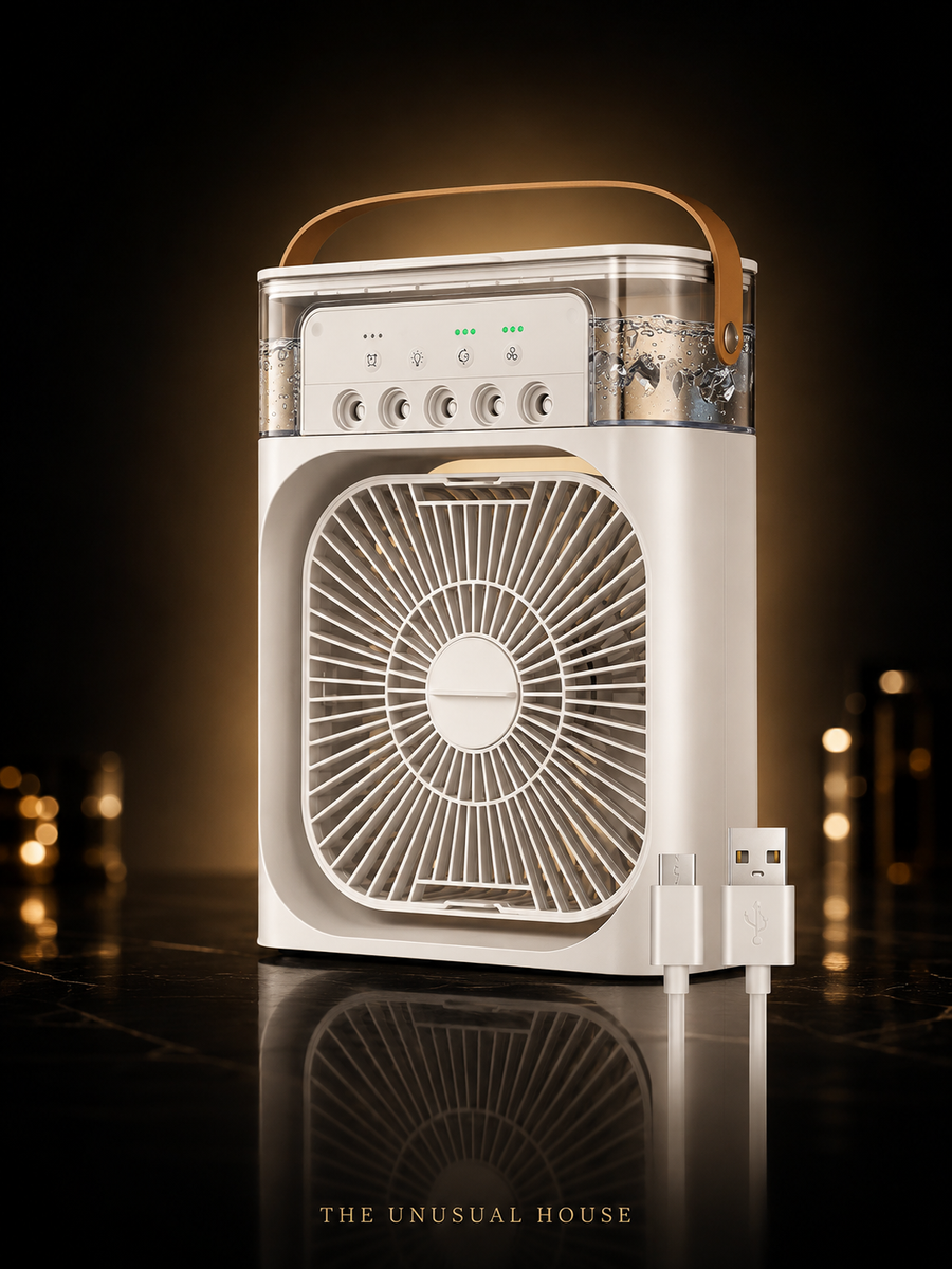 Portable Mini Air Cooler Fan with Mist & LED Light