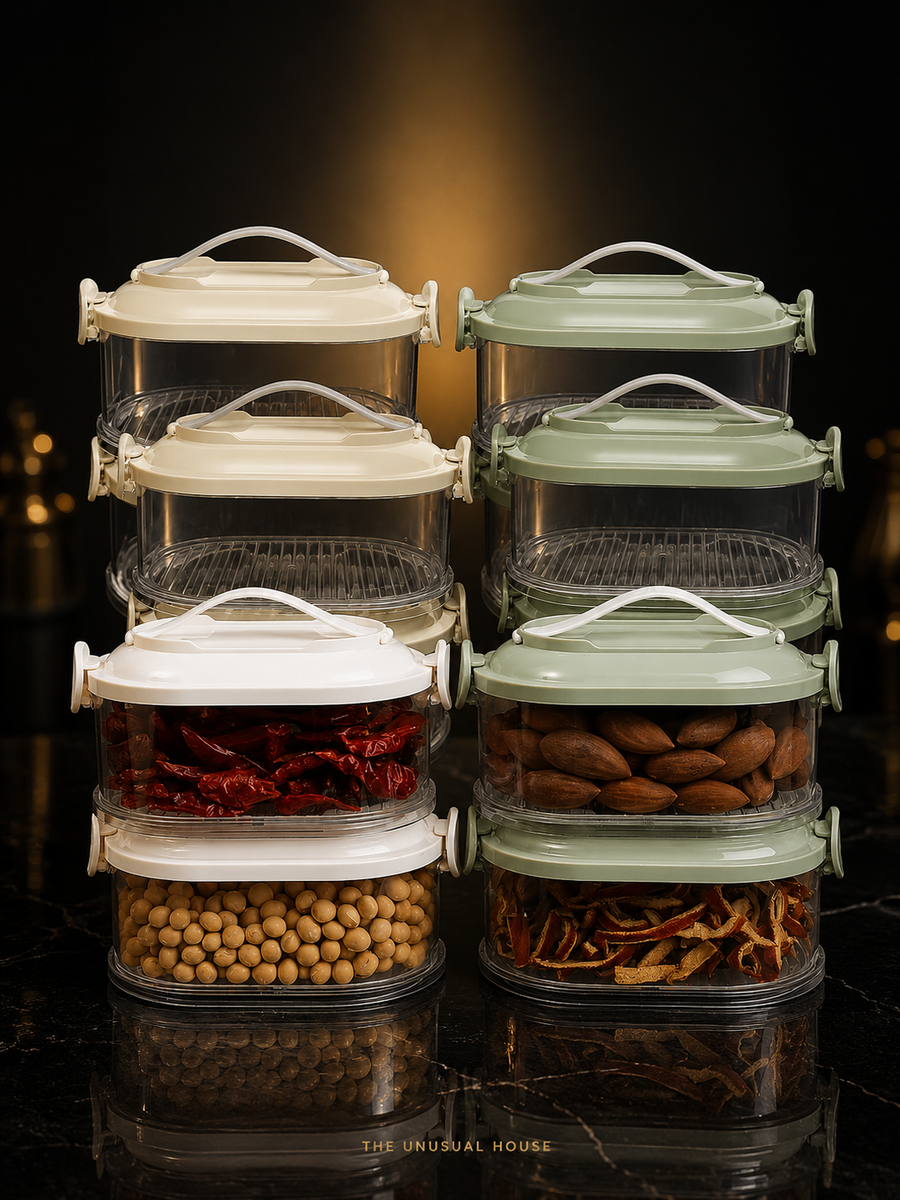 2-Layer Sealed Spice Organizer for Kitchen Storage