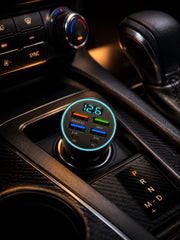 6-Port 66W Fast Car Charger with USB-C & LED Display