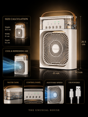 Portable Mini Air Cooler Fan with Mist & LED Light