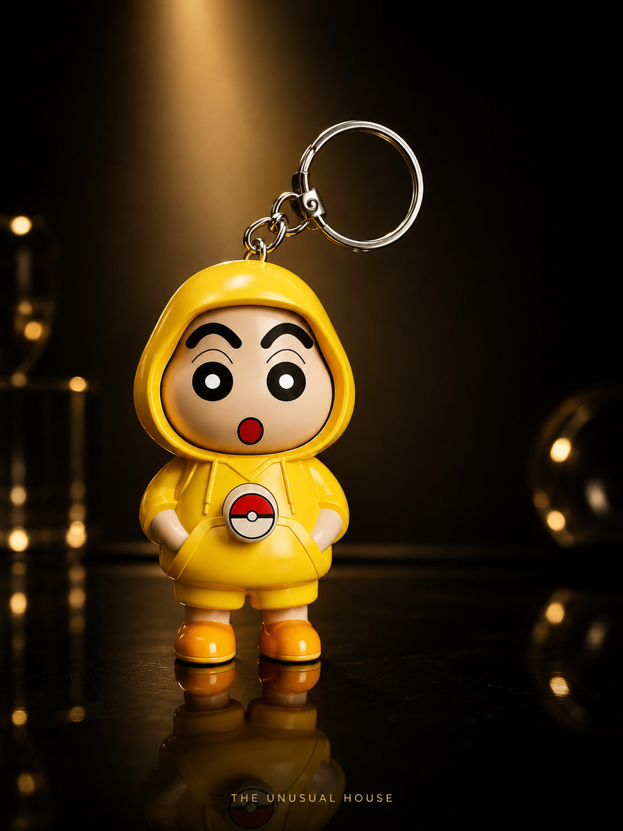 Shinchan Face Changing Keychain - Face Changing Keychain -  Shinchan Keychain - Face Changing Keychain with 3 Shinchain Expressions 3D Cartoon Character ABS Toy Key Holder