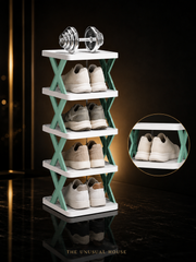 4-Tier Stackable Shoe Rack with Adjustable Slots