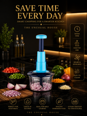 Hand-press vegetable and fruit chopper